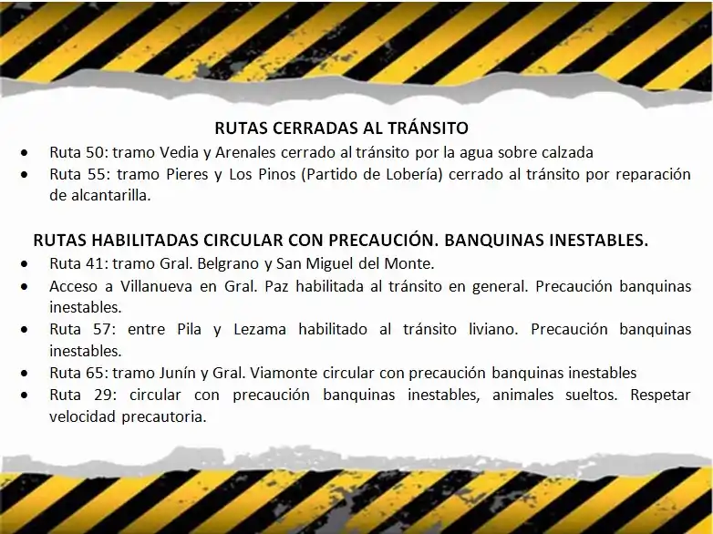 Estado de las rutas bonaerenses: La 50 y 55 con tramos interrumpidos