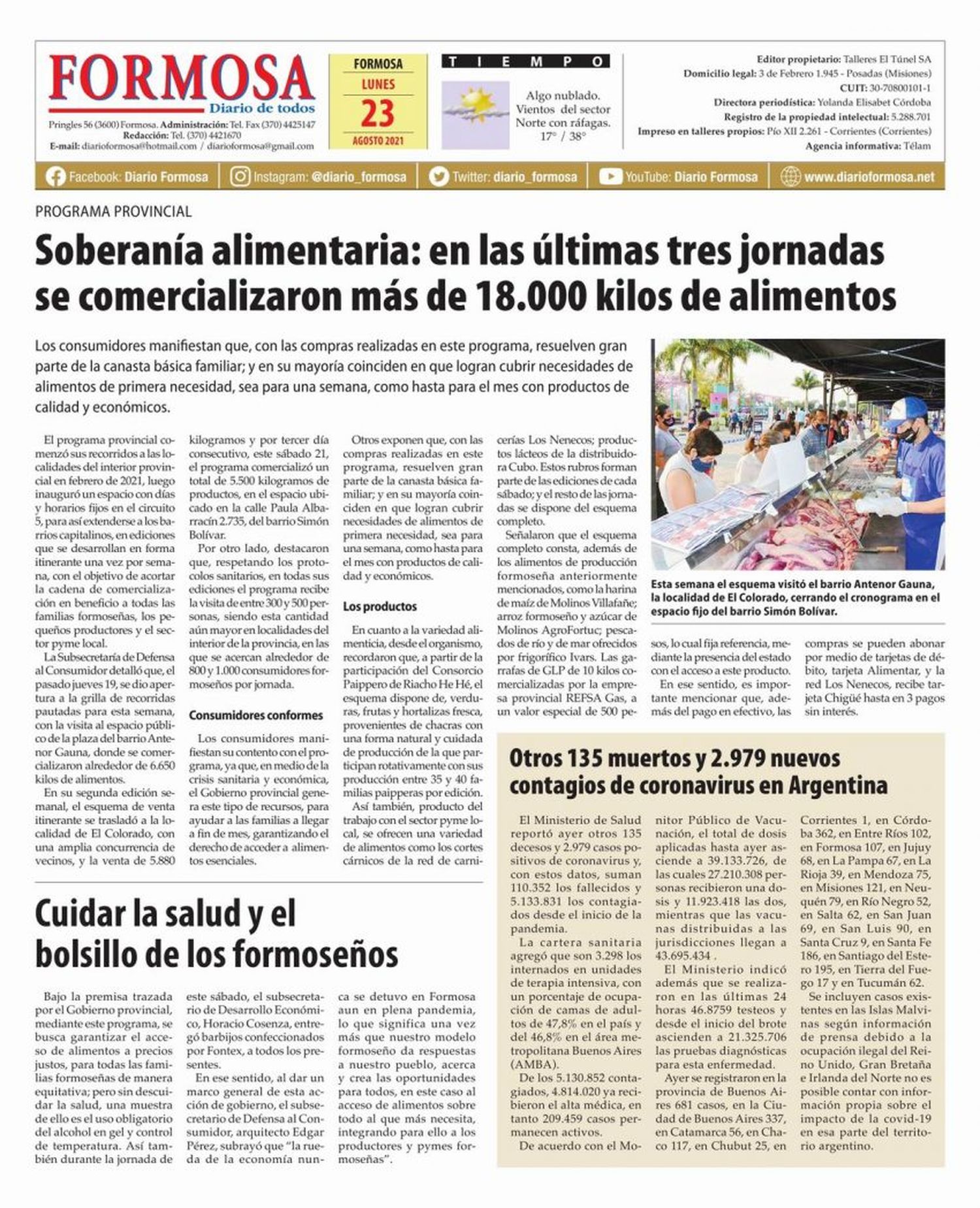 Tapa y Contratapa 23 de agosto de 2021