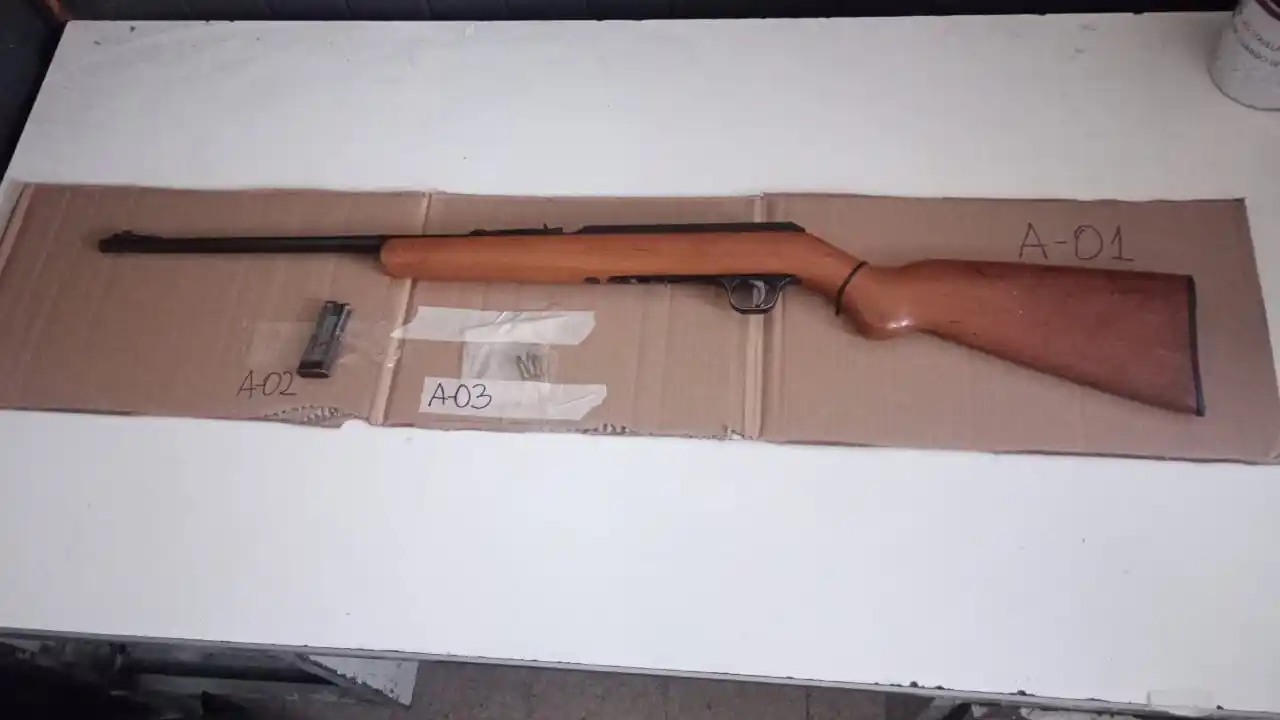 La carabina incautada al agresor.