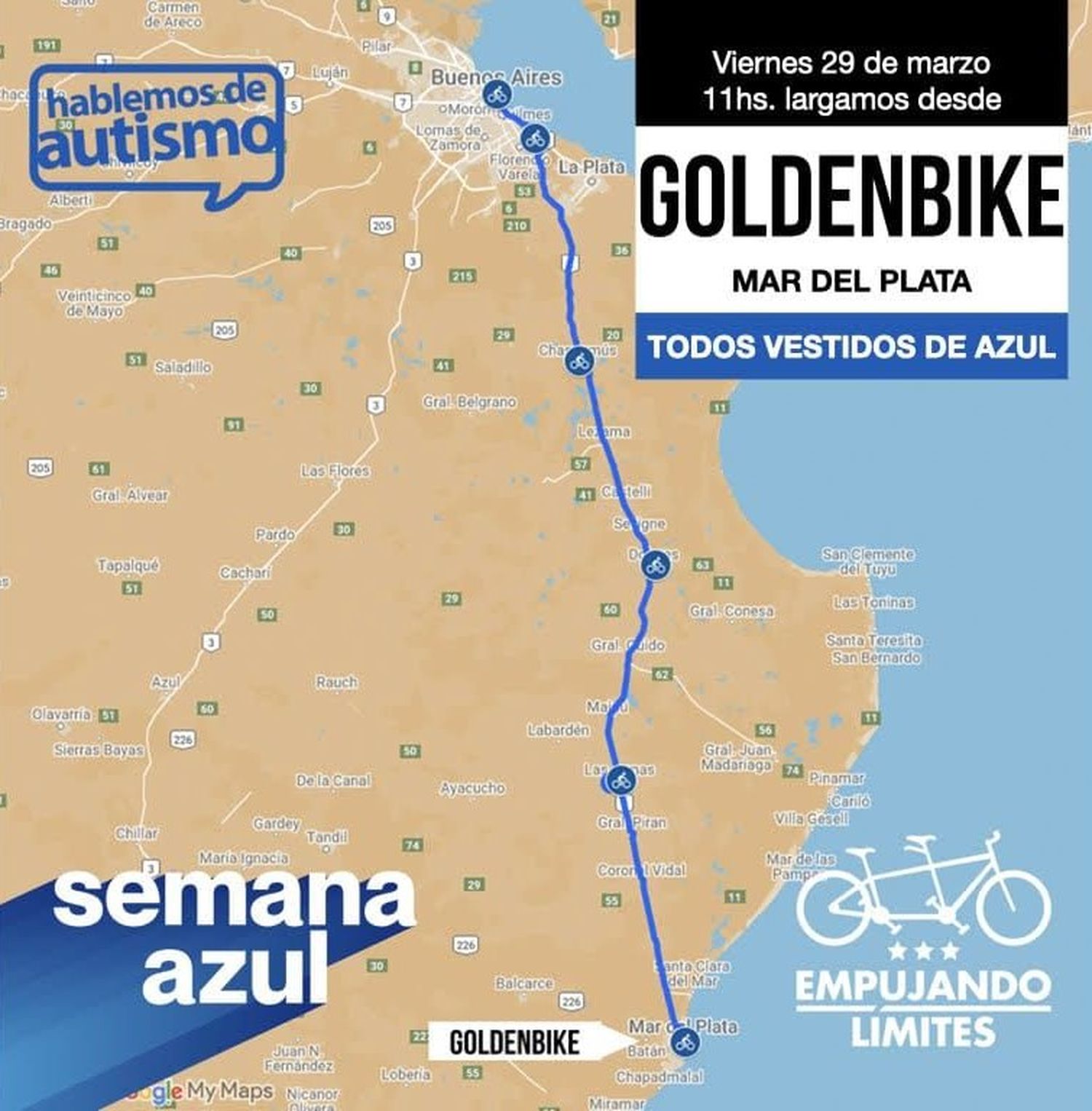 Cruzada Mar del Plata-Buenos Aires: pedalean por el autismo