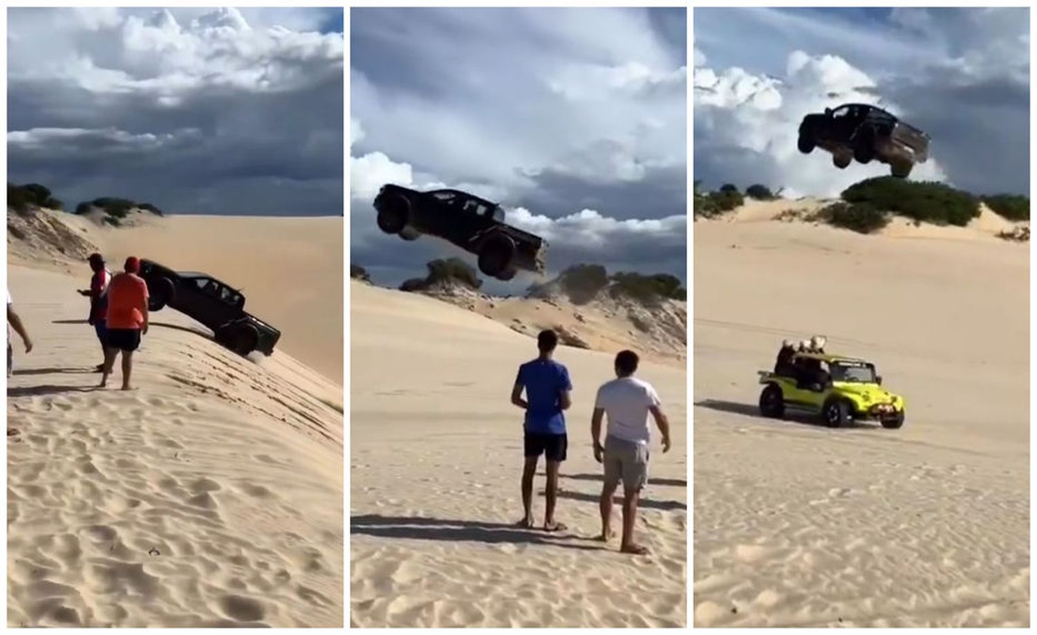 Insólito vuelo por encima de un buggy.