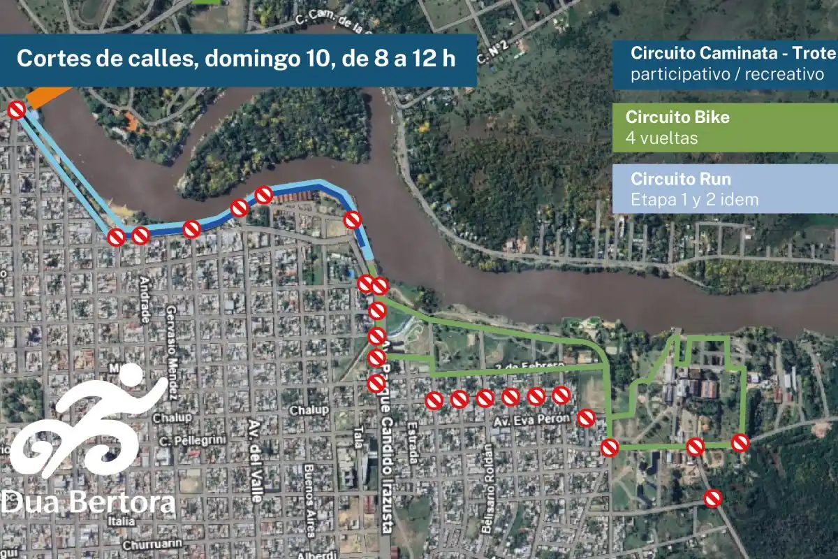 Cortarán 25 calles de la ciudad por el Duatlón del Instituto Bértora: los puntos claves que estarán afectados