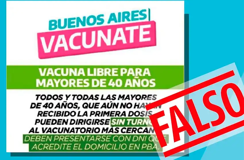 Advirtieron sobre una noticia falsa que convocaba a vacunarse