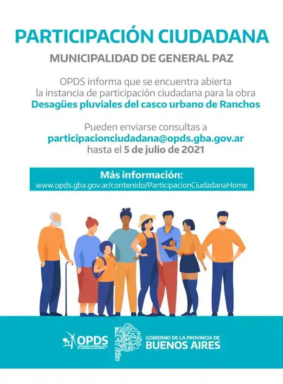 Participación ciudadana para la obra de Desagües pluviales del casco urbano de Ranchos