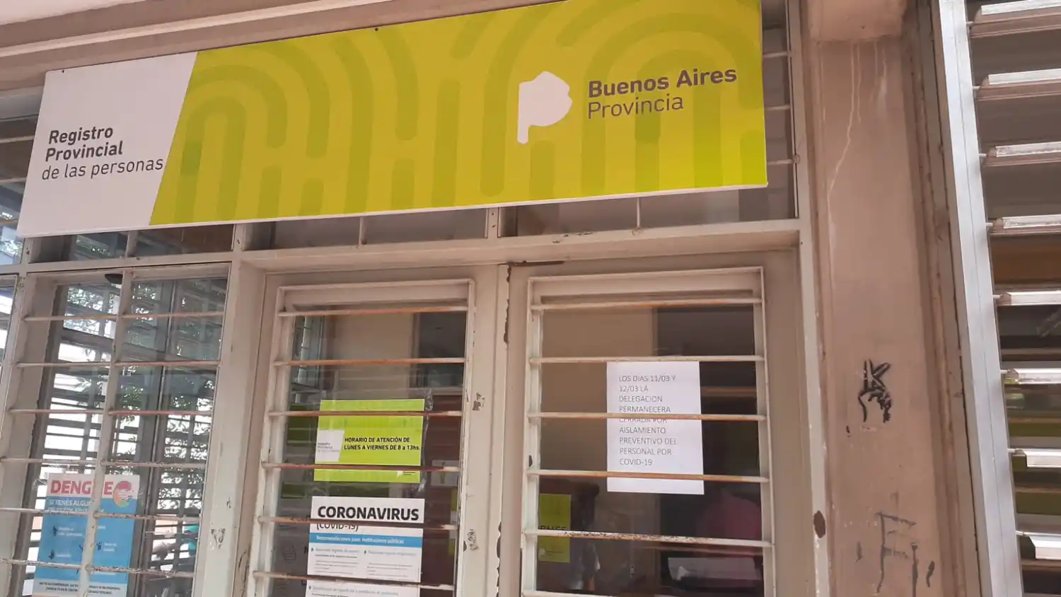 Coronavirus: cerraron el Registro Civil tras un caso positivo