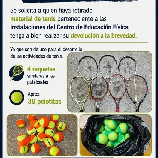Denuncian la faltante de material de tenis del Centro de Educación Física