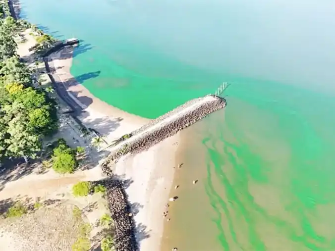 Lago de Salto Grande cubierto de verdín: el síntoma visible de un deterioro que lleva décadas