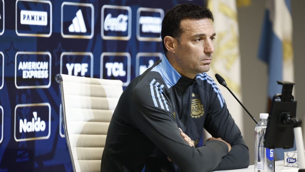 Lionel Scaloni en la conferencia de hoy.