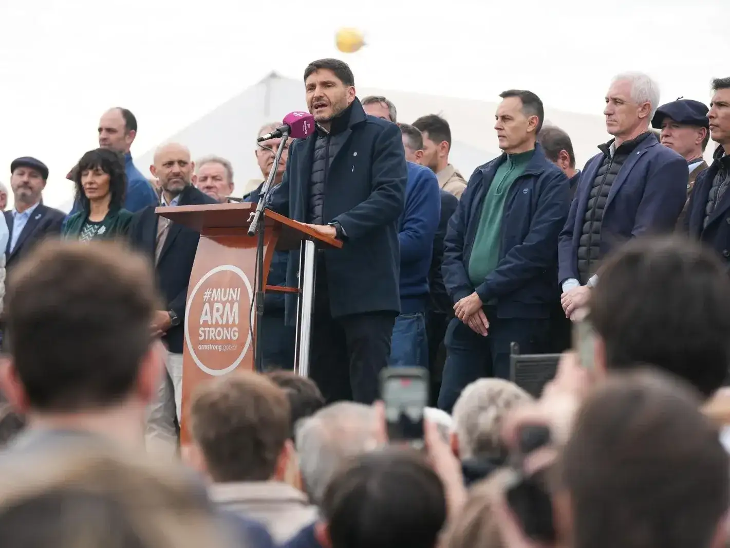 Pullaro durante el acto apertura de la muestra que se desarrolla en Armstrong.