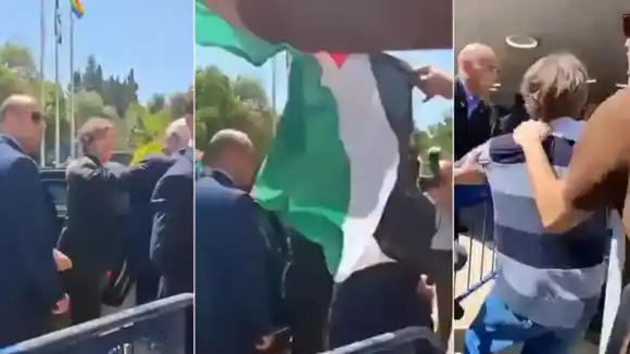 Un hombre con la bandera de Palestina intentó agredir a Javier Milei en Israel