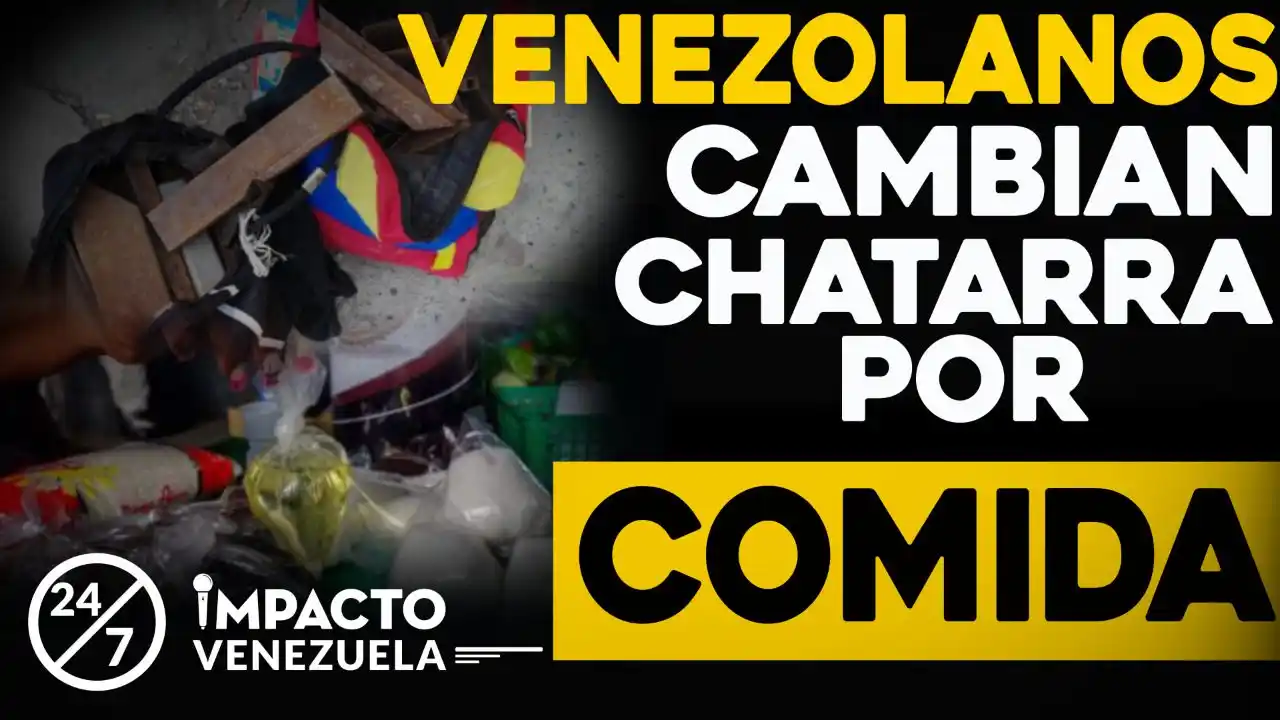 Venezolanos cambian chatarra por comida