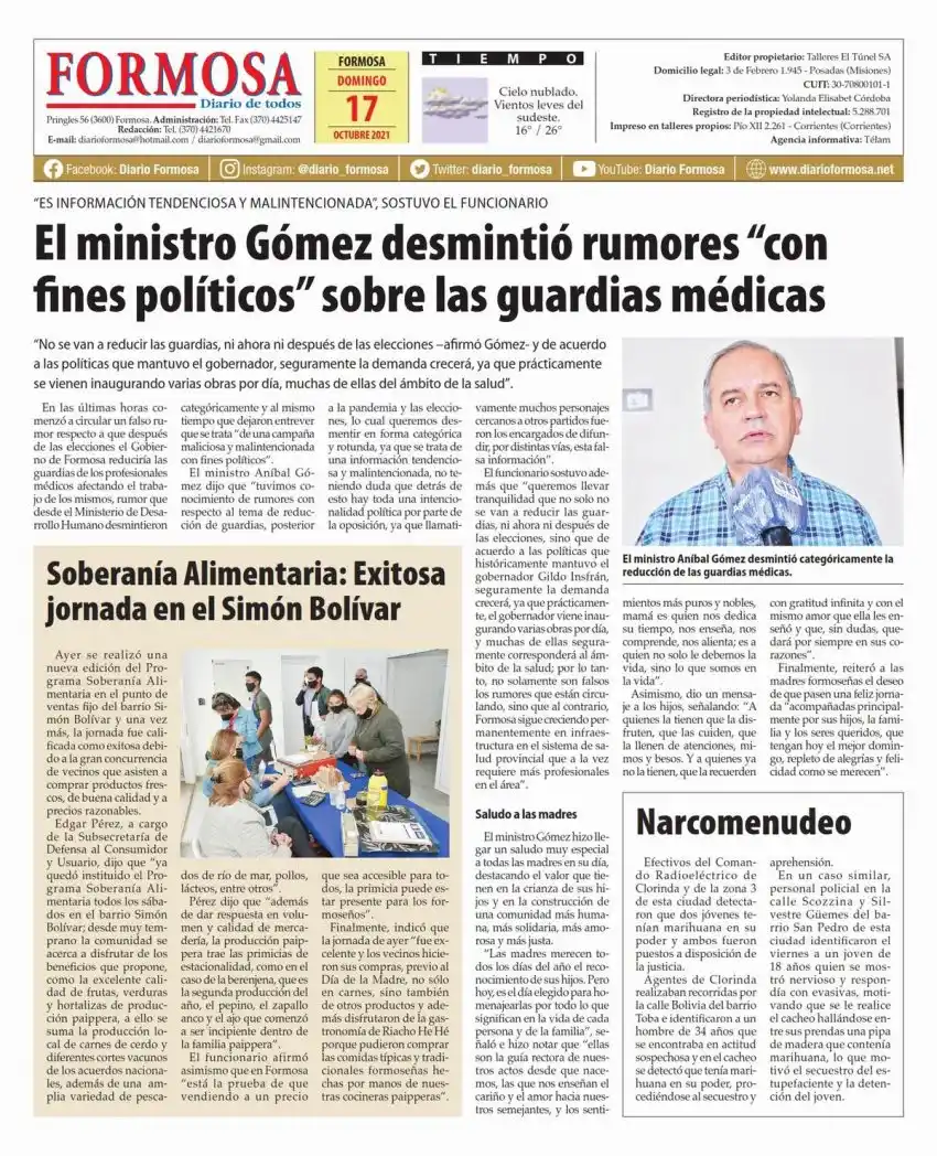 Tapa y Contratapa 17 de octubre de 2021