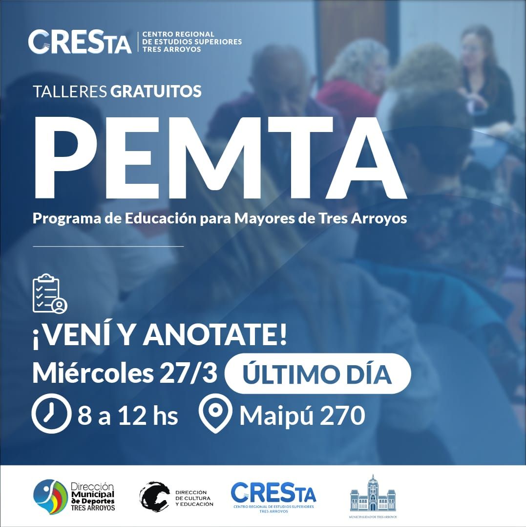 Hoy finaliza la inscripción a los talleres PEMTA