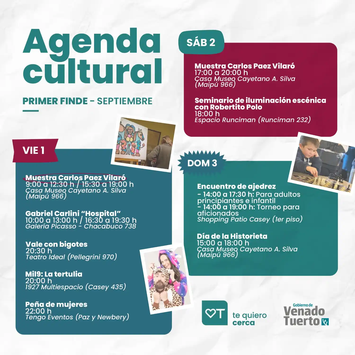 Agenda primer fin de semana de septiembre