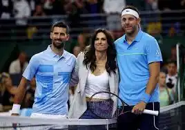 Delpo junto a Djokovic y Gabriela Sabatini en su emotiva despedida.