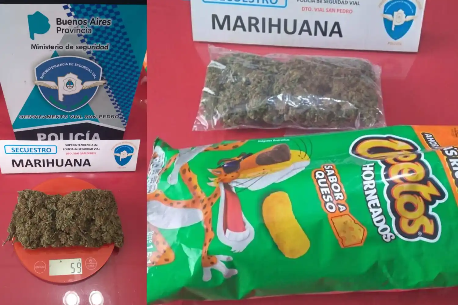 Ruta 9: Policía Vial secuestró marihuana que iba escondida en un paquete de chizitos
