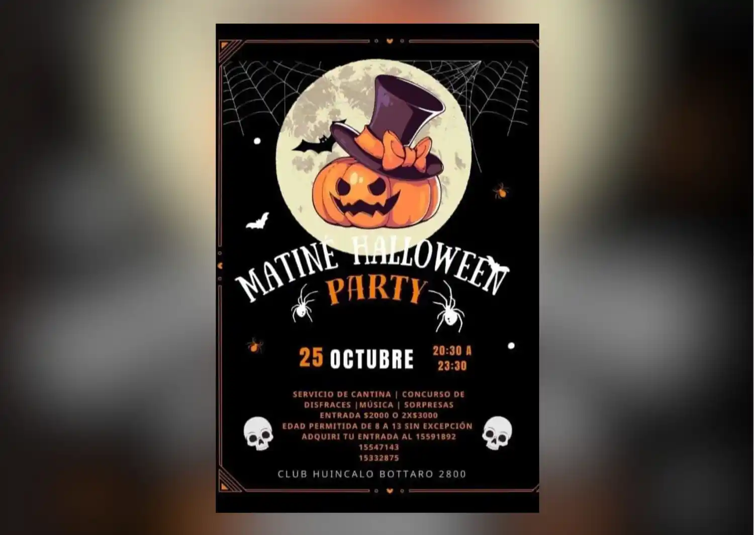 Matiné de Halloween a beneficio del grupo de patín carrera del Club Huincaló