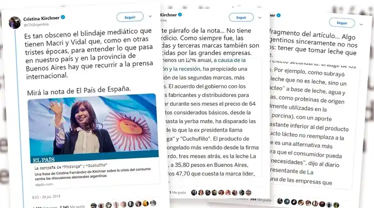 Cristina cuestionó a Macri y Vidal en medio de la polémica por las marcas "Pindonga" y "Cuchuflito"