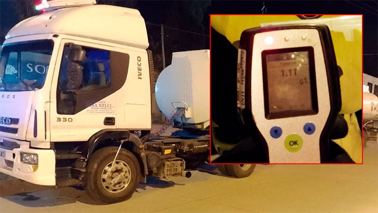 Camionero excedió los 3.00 g/l que mide el alcoholímetro