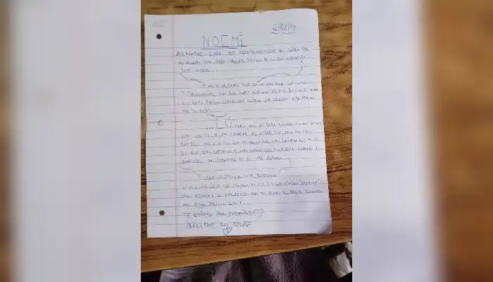 La carta de una alumna para su maestra: "De Yesica para Noemí"