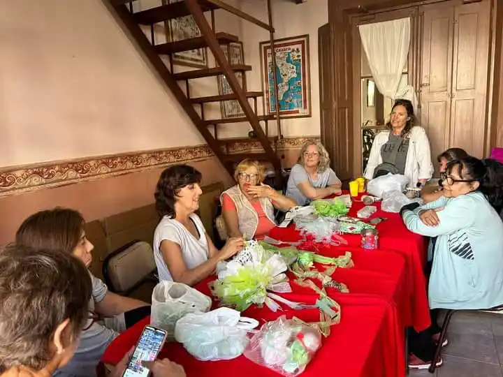 Tejedoras de crochet: el arbolito de las “Abejitas Laboriosas”, en Plaza Constitución