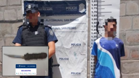 Al detenerlo por disturbios, le hallaron un arma blanca casera