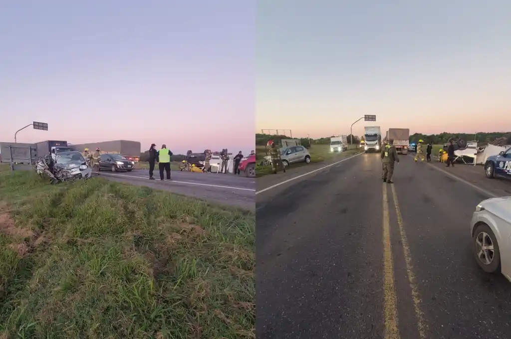 Fuerte choque en Ruta 34: un Iveco Daily quedó con las cuatro ruedas hacia arriba