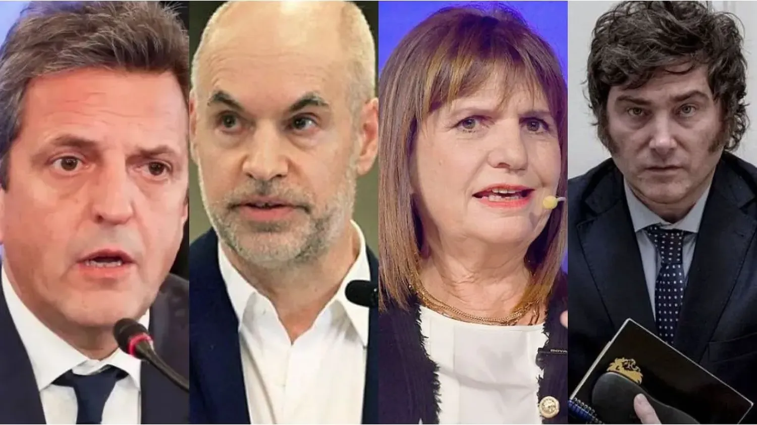 Precandidatos. Massa, Rodríguez Larreta, Bullrich y Milei.