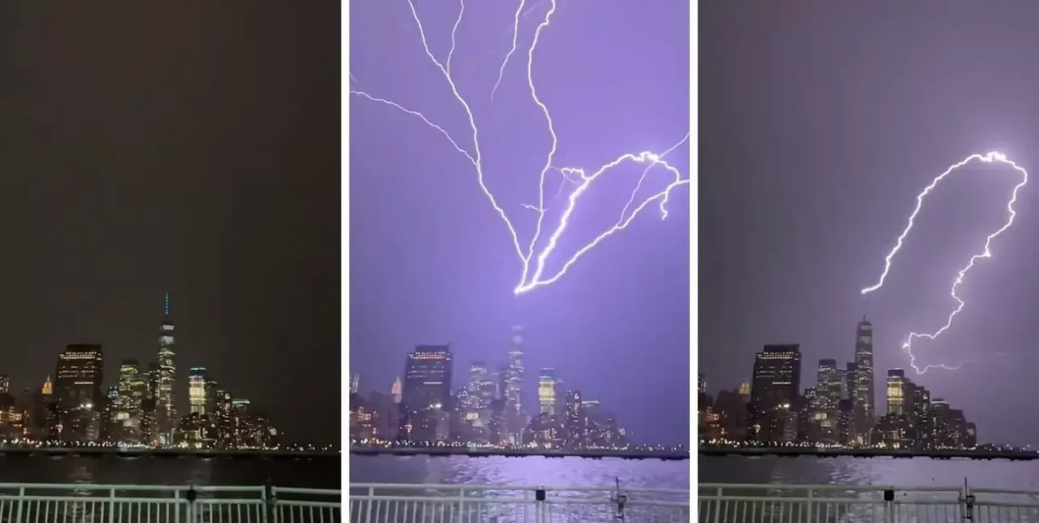 Impactante video: un rayo cayó sobre el edificio One World Trade Center de Nueva York