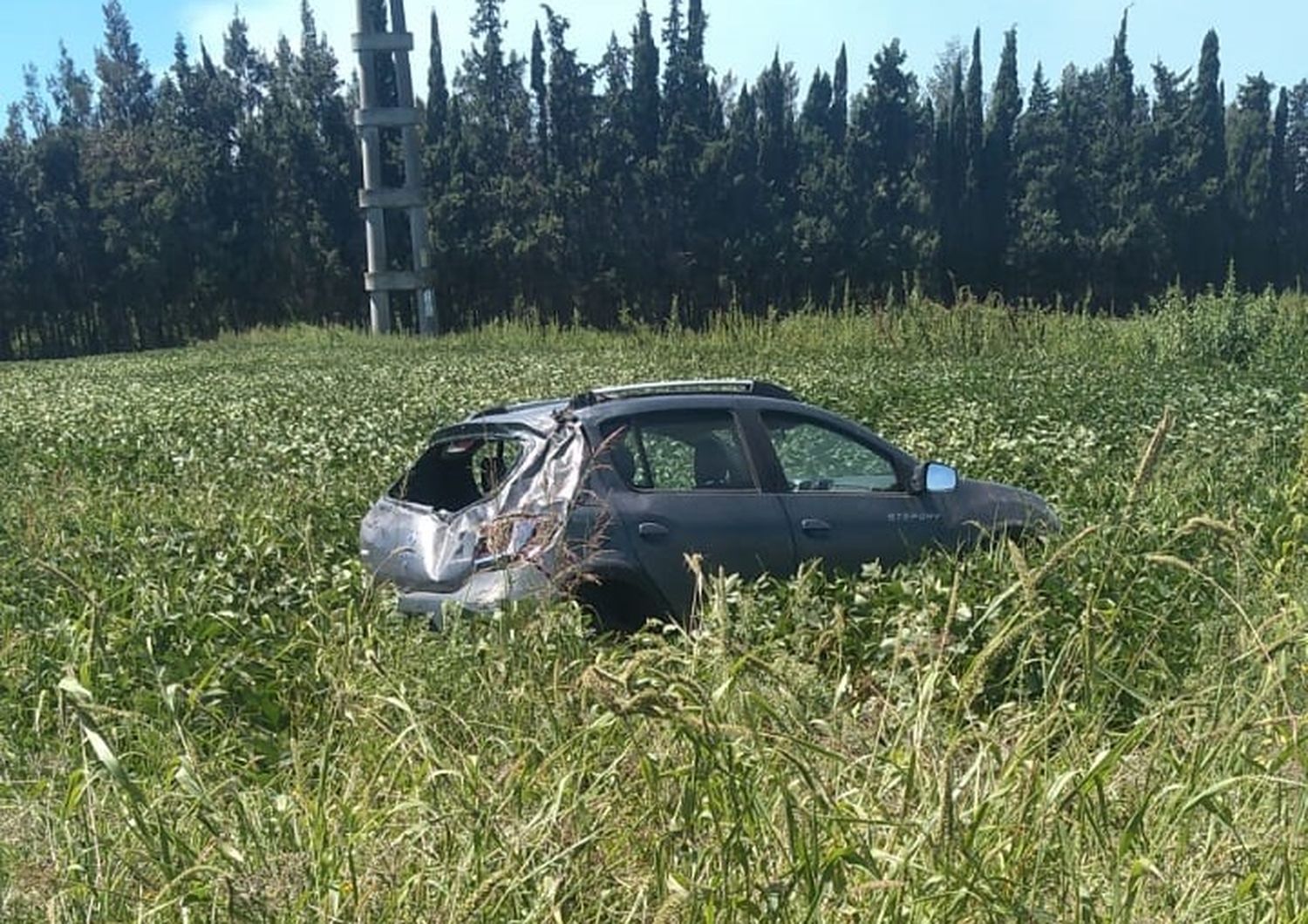 Marcos Arana volcó su auto en ruta 1001 y resultó ileso