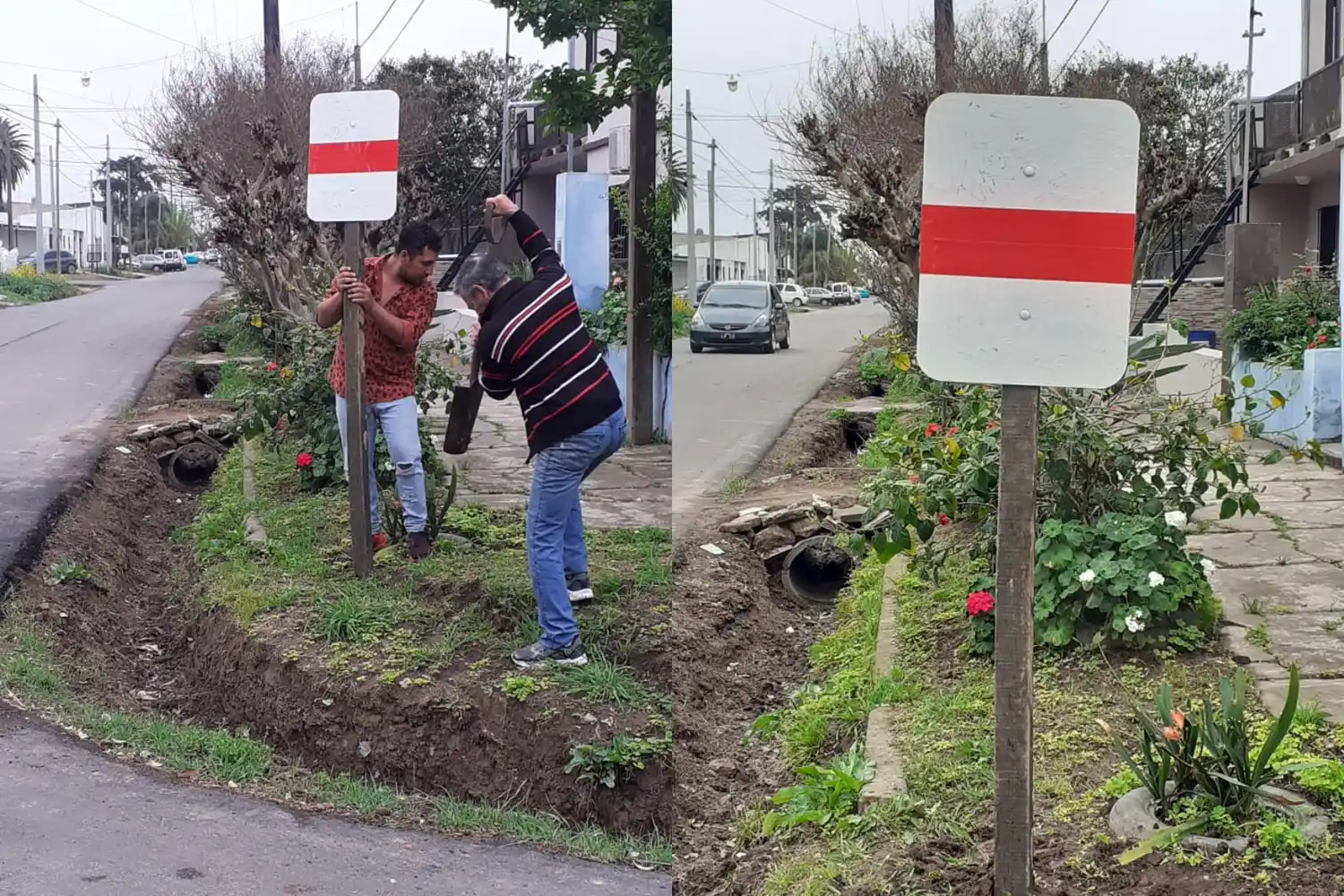 Vecinos colocaron cartel en Independencia y Naón porque “se meten en contramano”