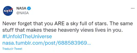 La cuenta de la NASA respondió el gesto de Coldplay. Foto Twitter