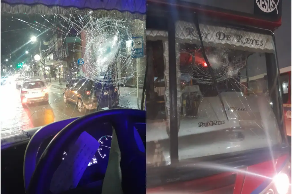 Con el ladrillazo rompió el vidrio del parabrisas hiriendo al chofer en el ojo.
