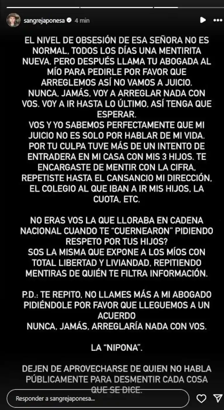 El extenso mensaje de La China Suarez contra Yanina Latorre