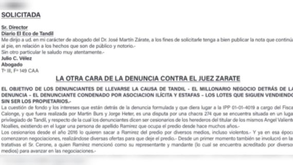El juez Zárate y una replica durísima