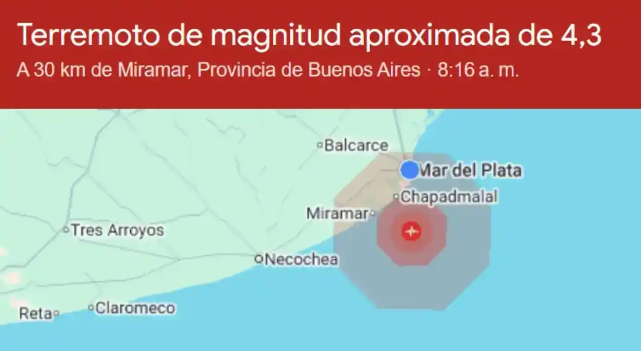 El lugar del sismo