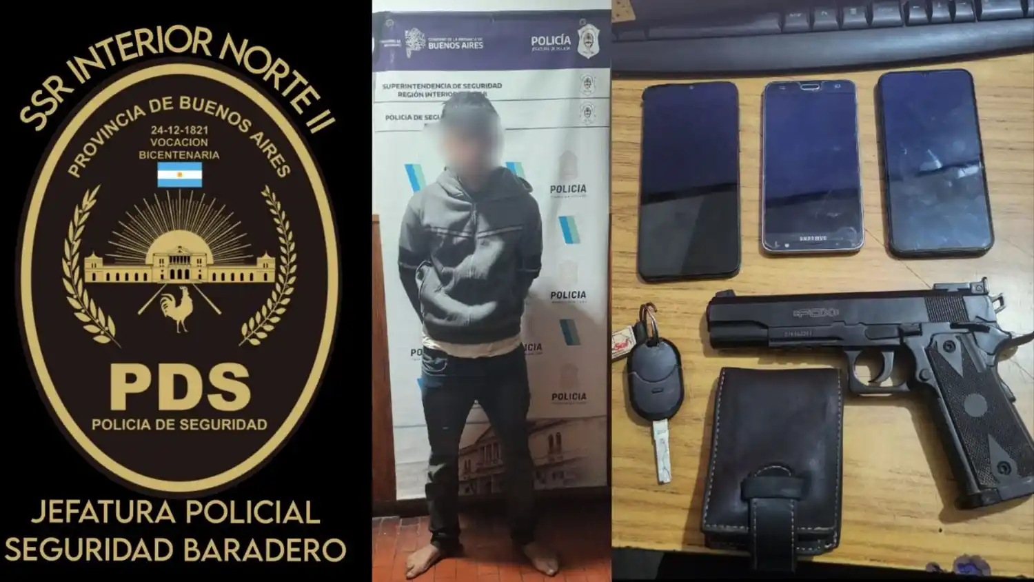 Uno de los sujetos poseía un arma de fuego y celulares. El restante, la billetera de la víctima de un asalto.