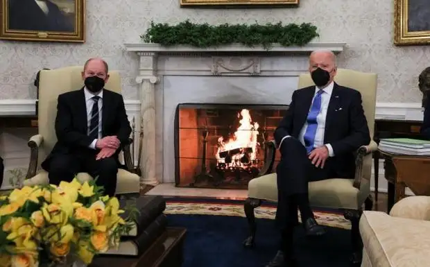 Olaf Scholz fue recibido por Joe Biden.
