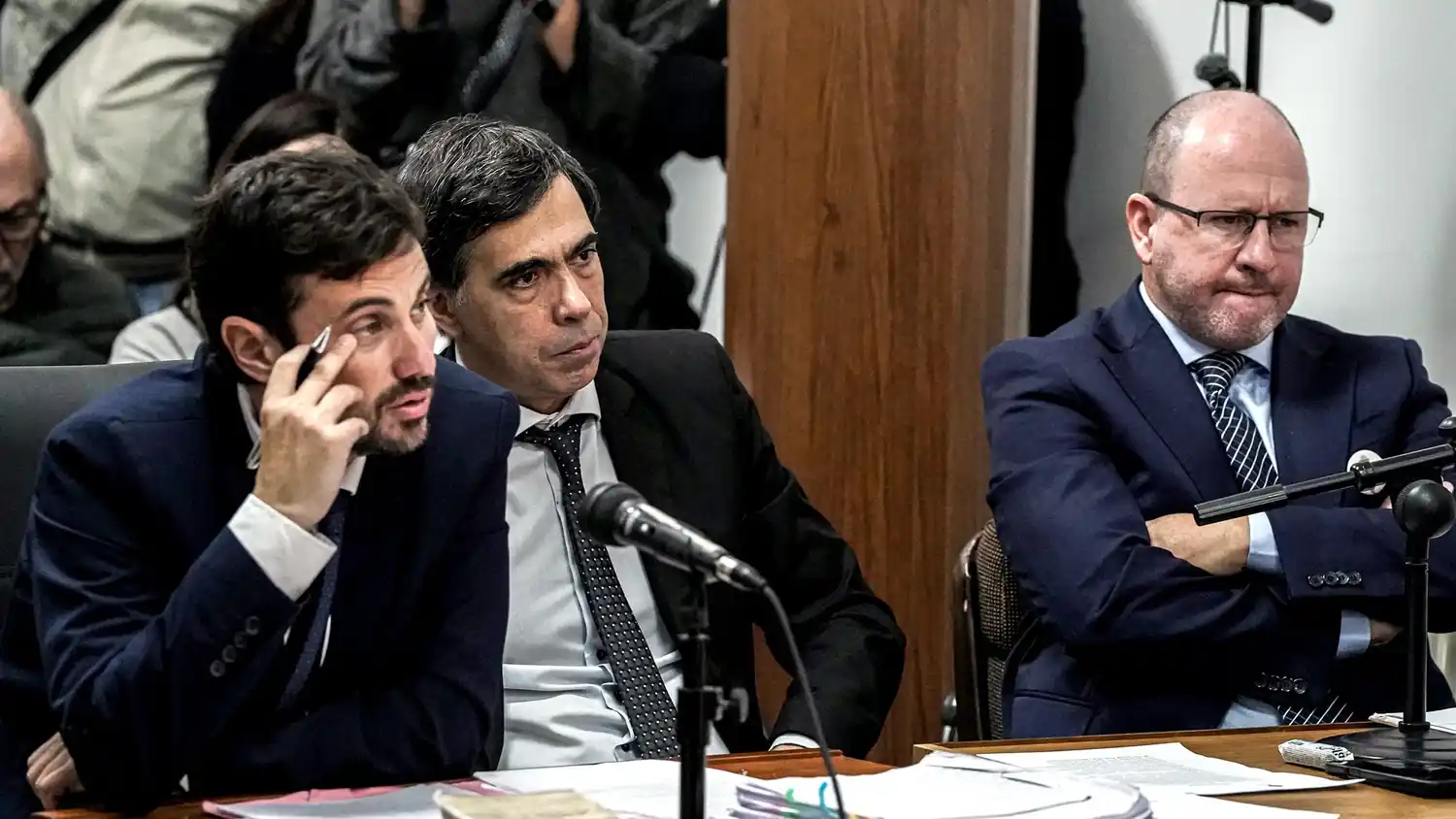 El fiscal. Marcos Bendersky junto al instructor Alvaro Vallotta y el abogado Juan Ióvine