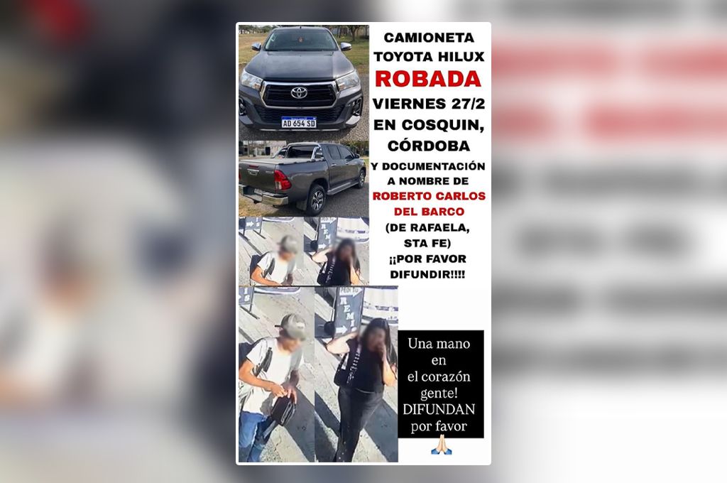 Robaron una camioneta a una familia de Rafaela en pleno centro de Cosquín
