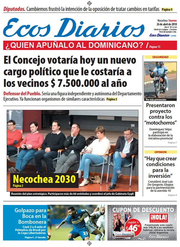 Tapa del 26 de abril de 2018