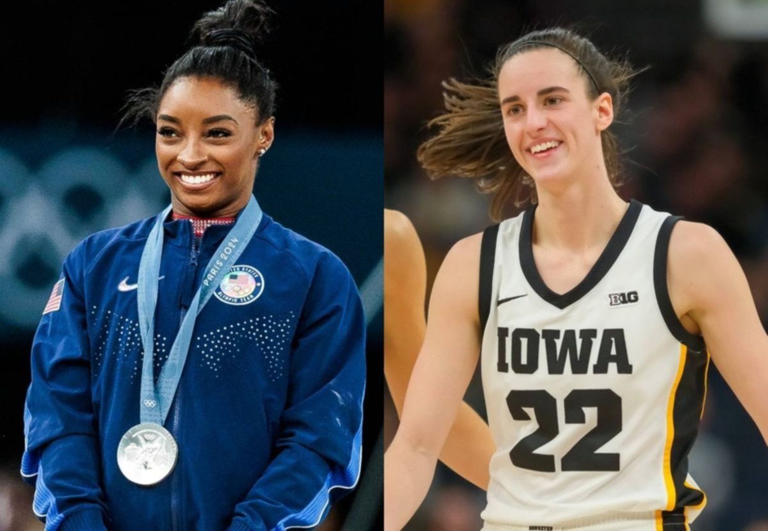 Simone Biles y Caitlin Clark, juntas después de otra noche de récord para la estrella de Indiana Fever