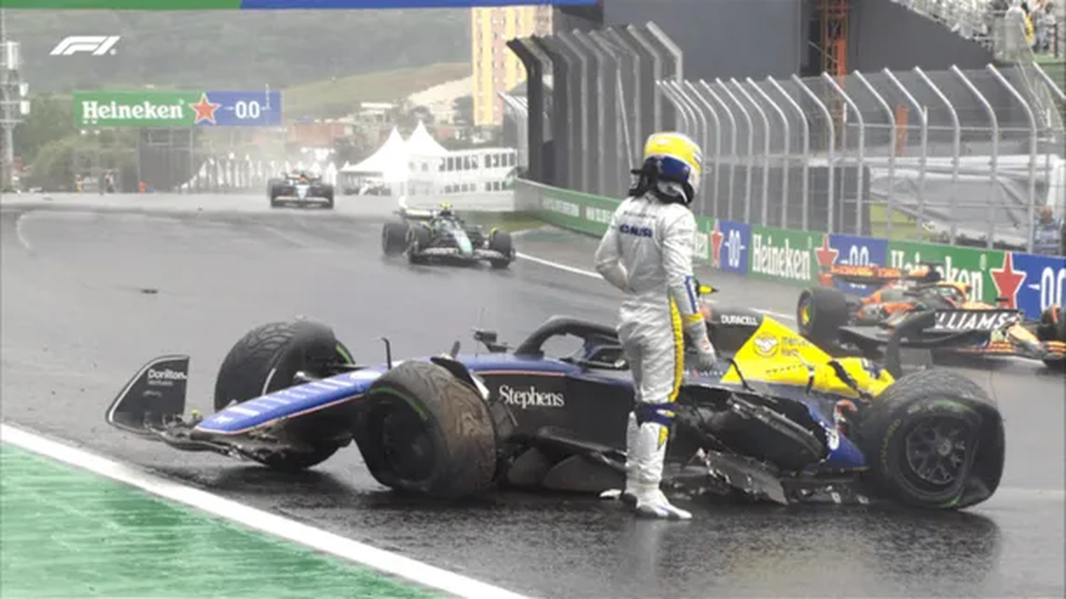 Así quedó el auto de Colapinto tras su choque en el GP de Brasil.