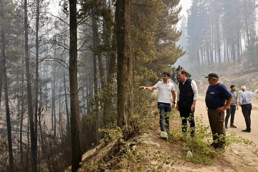Santilli recorrió junto al gobernador Torres, las zonas afectadas por los incendios en Chubut