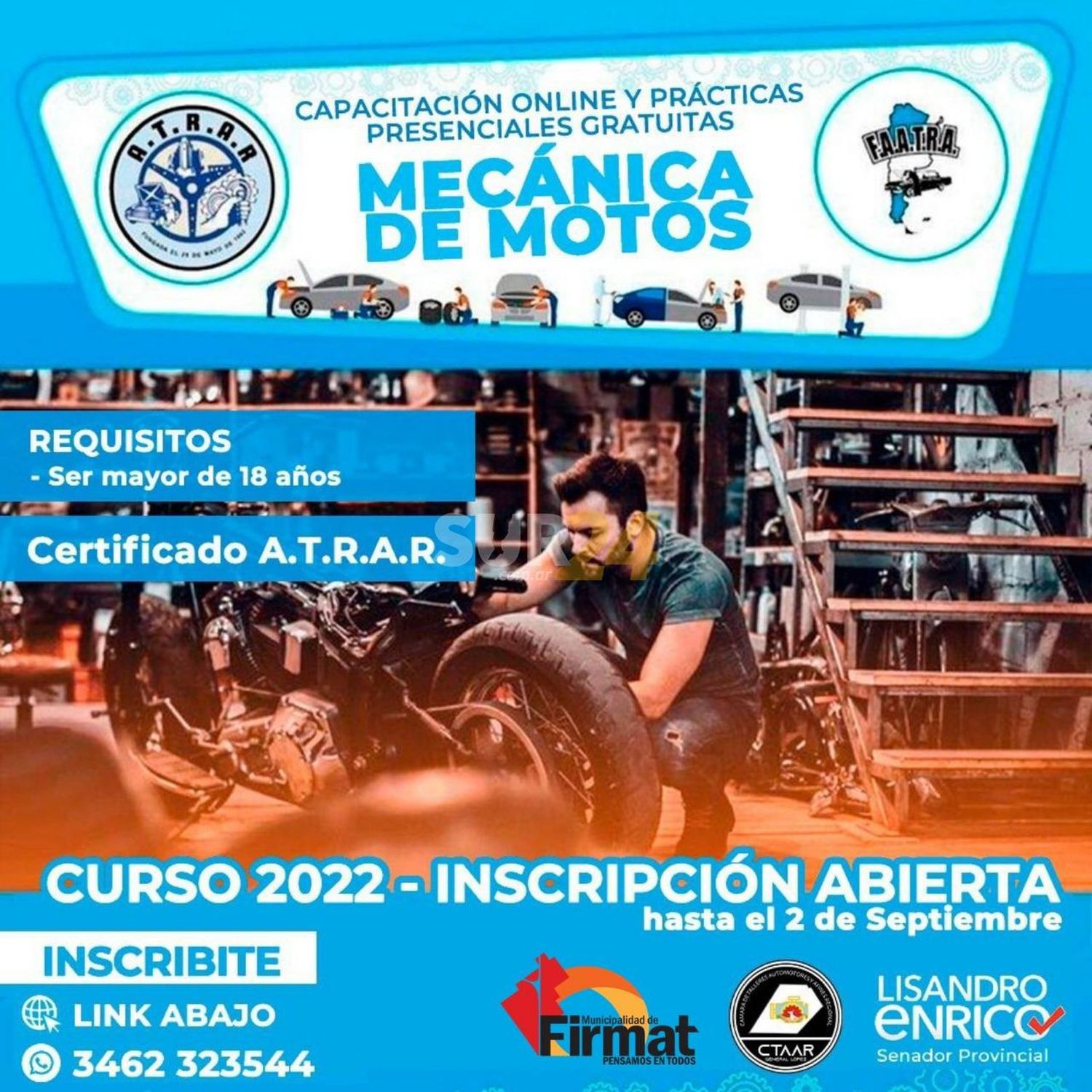 Firmat: nueva capacitación gratuita de “Mecánica de motos”