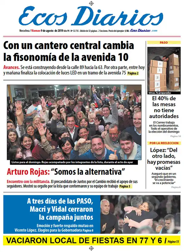 Tapa del 9 de agosto de 2019