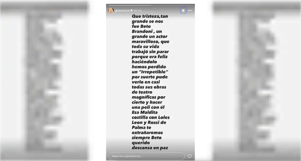 Susana Gimenez se despidió de Luis Brandoni en IG