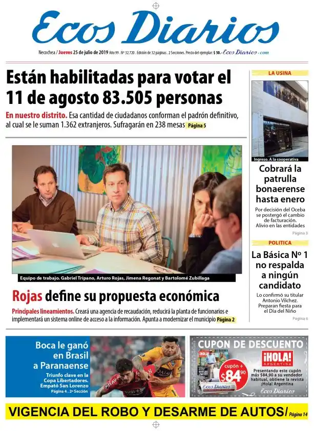 Tapa del 25 de julio de 2019