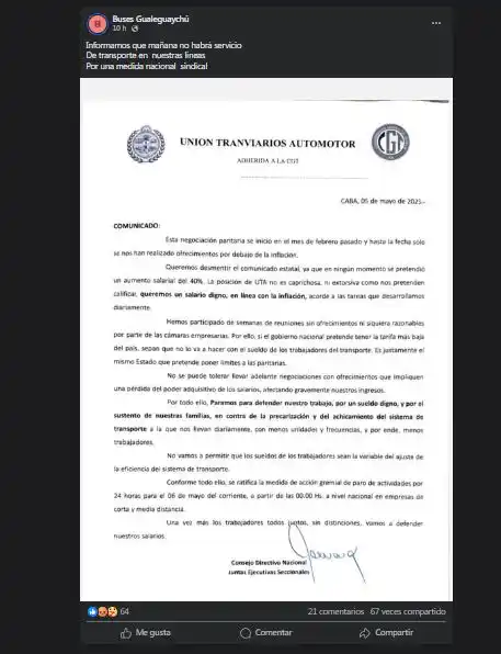 paro de colectivos