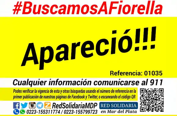 Apareció Fiorella, la adolescente buscada en Mar del Plata